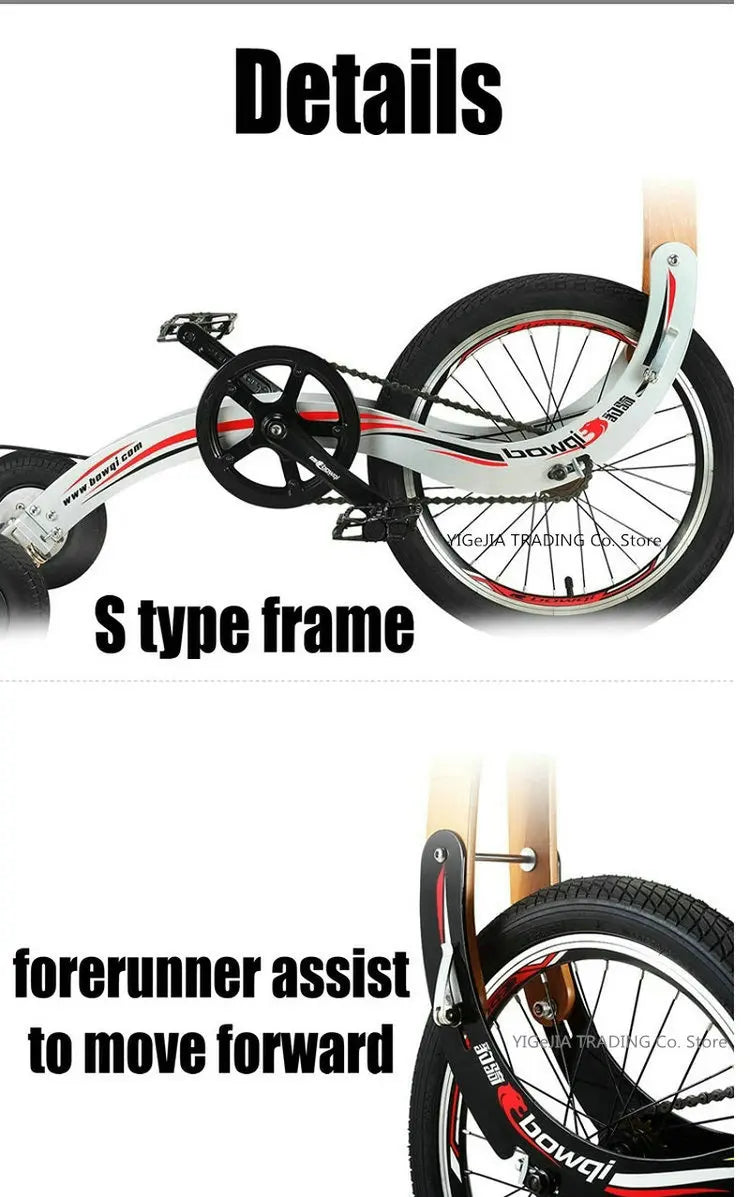 Folding Exercise Stand Up Half Bike Without Seat, Portable 20 Inch Sports Bike Fitness