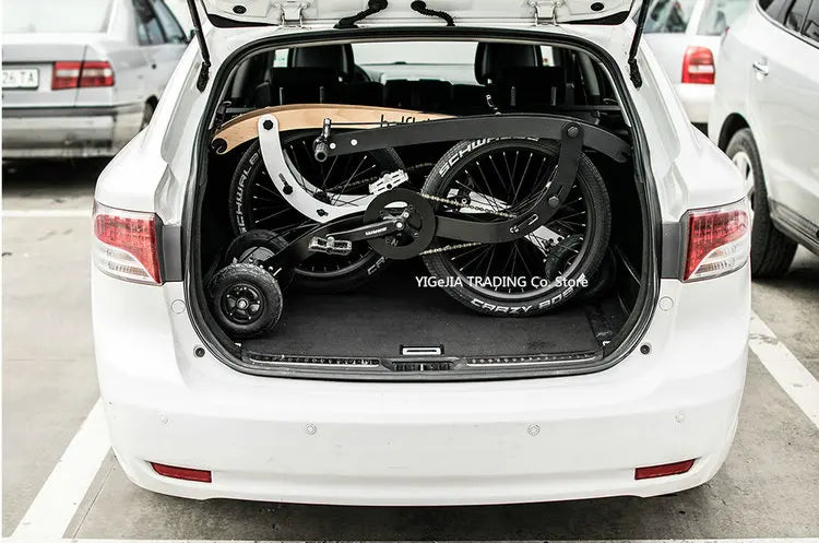 Folding Exercise Stand Up Half Bike Without Seat, Portable 20 Inch Sports Bike Fitness