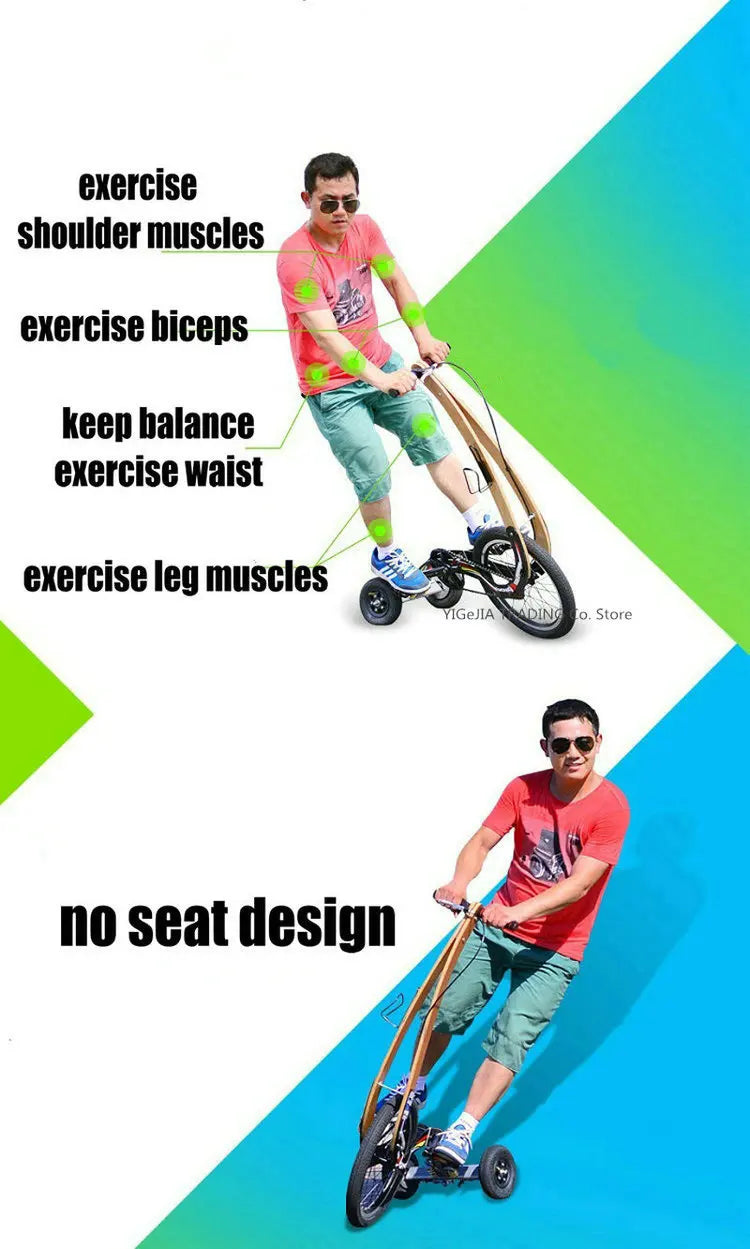 Folding Exercise Stand Up Half Bike Without Seat, Portable 20 Inch Sports Bike Fitness