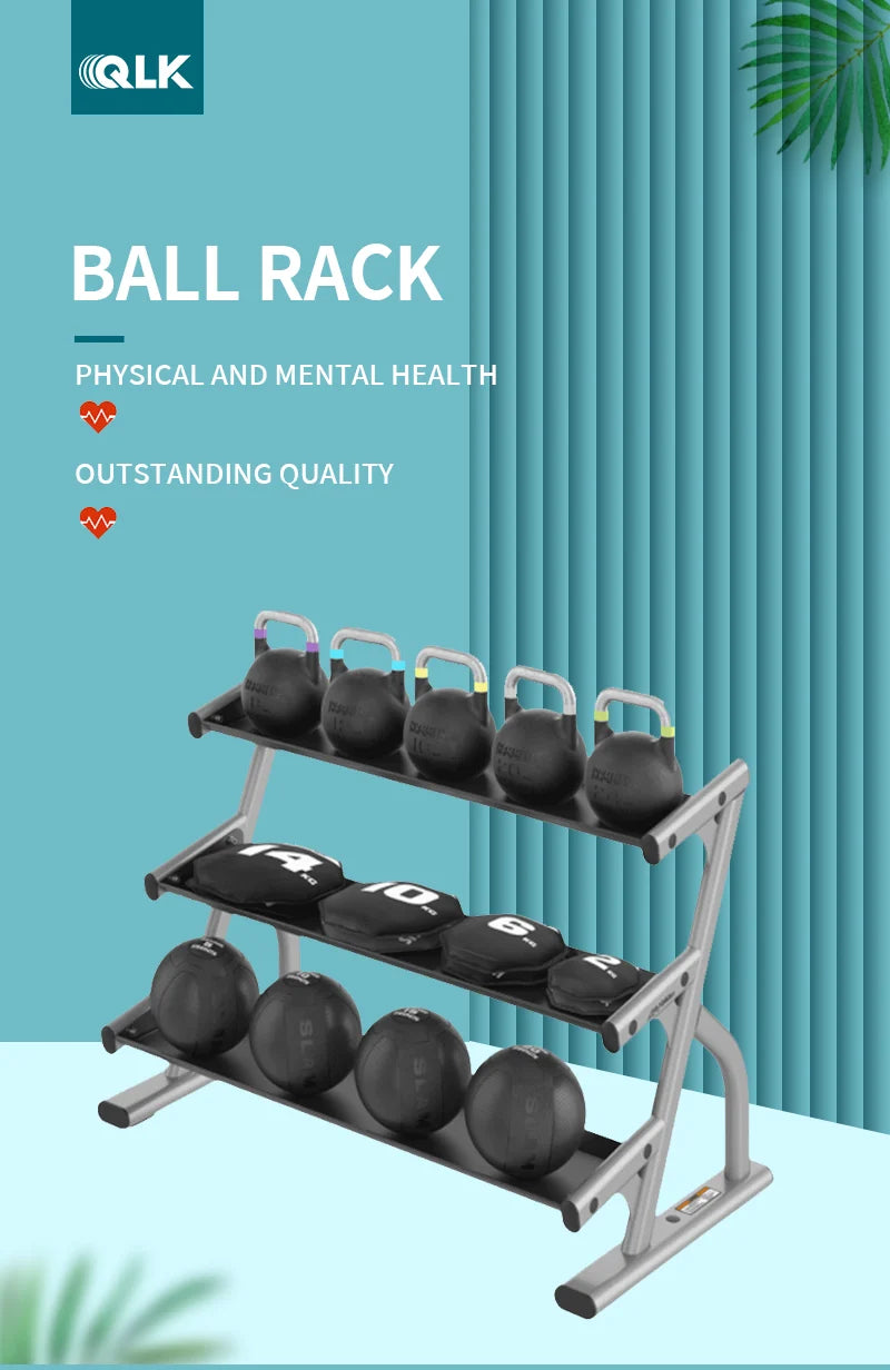 QLK Gym Machines Three Tier Long Saddle Dumbbell Rack Fitness Strength Training