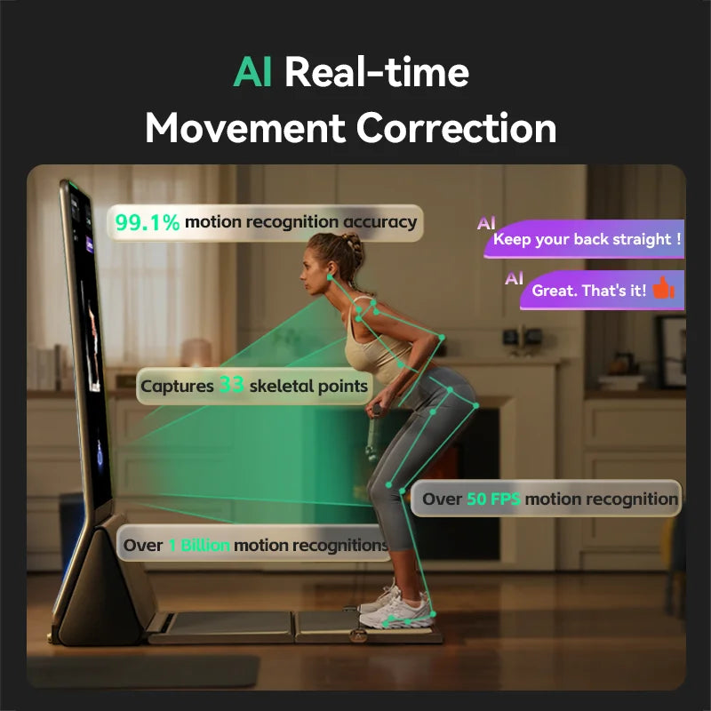 Multifunctional Folding Home Fitness Mirror, AI Real-time Data Monitoring, Precise Correction of Movements, Scientific Exercise