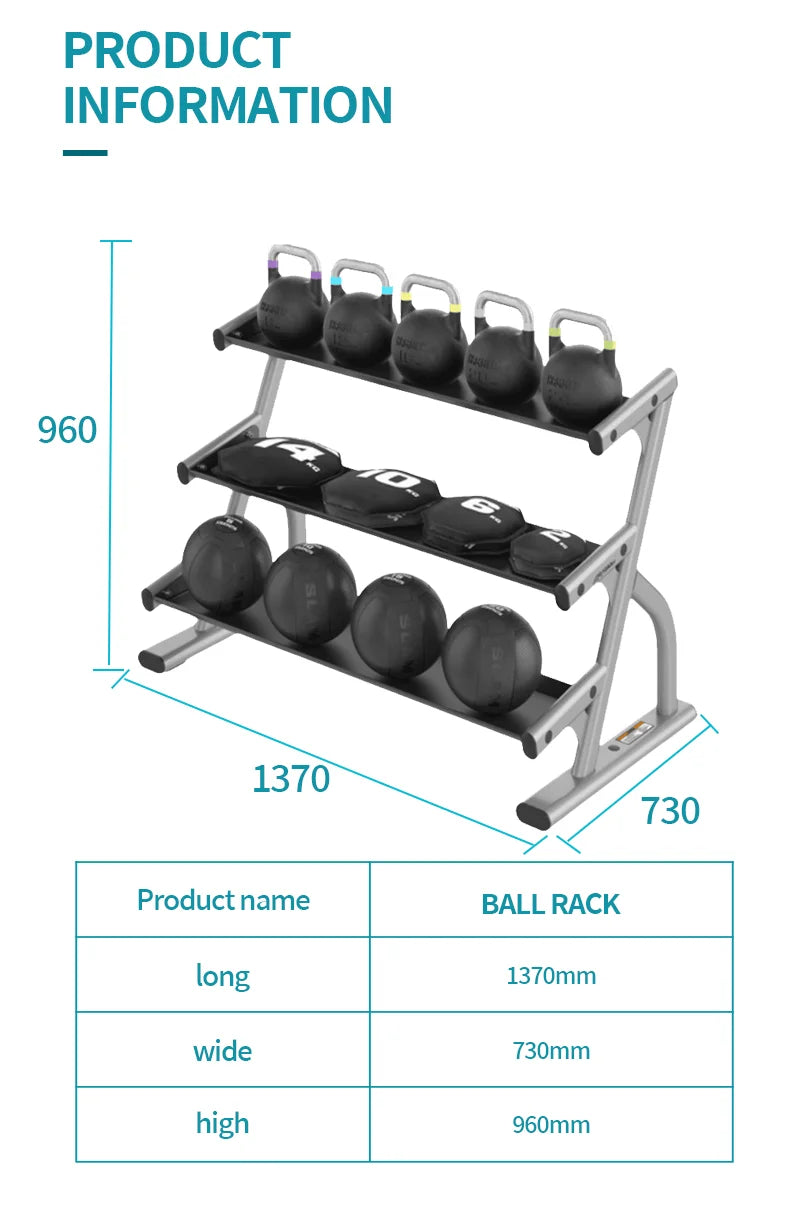 QLK Gym Machines Three Tier Long Saddle Dumbbell Rack Fitness Strength Training