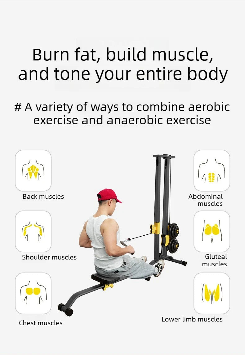 Rowing Machine With Pull-Back Function LAT Pull Down Machine For Fat-Burning Workouts Gym Equipments For Home