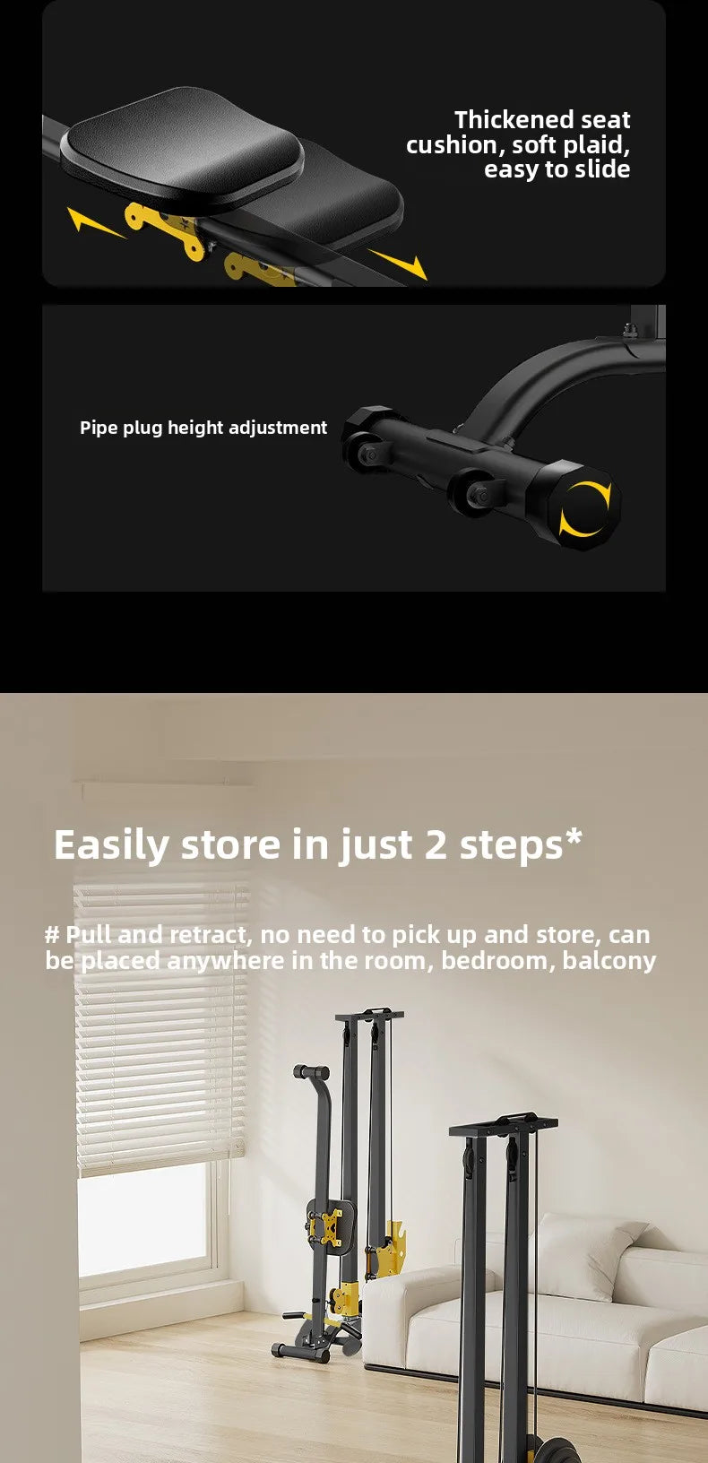 Rowing Machine With Pull-Back Function LAT Pull Down Machine For Fat-Burning Workouts Gym Equipments For Home