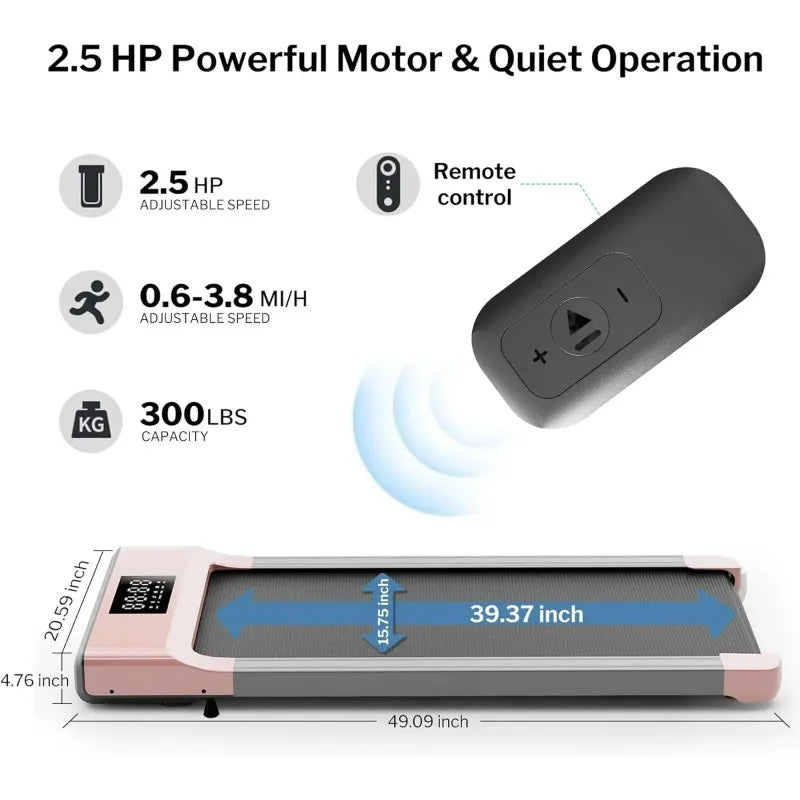 3 In 1 2.5 HP Walking Pad Treadmills 300lb, Under Desk Treadmill Pad for Home/Office/Exercise