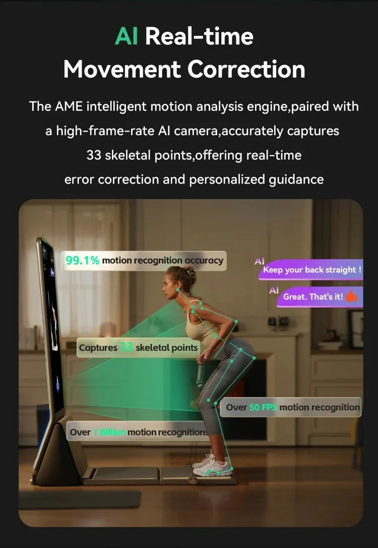 Multifunctional Folding Home Fitness Mirror, AI Real-time Data Monitoring, Precise Correction of Movements, Scientific Exercise