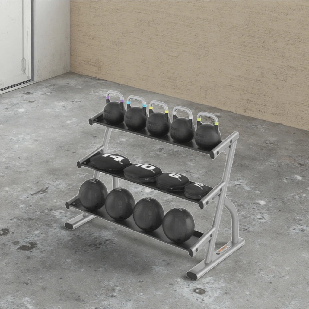 QLK Gym Machines Three Tier Long Saddle Dumbbell Rack Fitness Strength Training