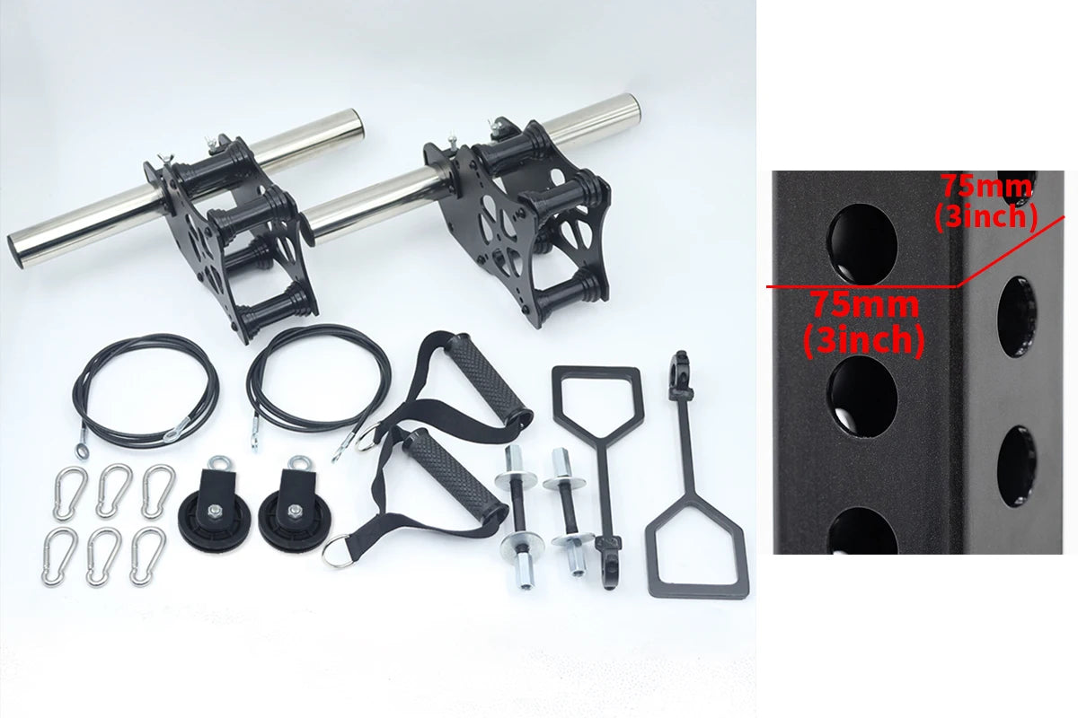 Pulley System Power Rack Attachments Smith Machine for Gym Home Cable Crossover Bench Press Deep Squat for 1"/ 2" Barbell