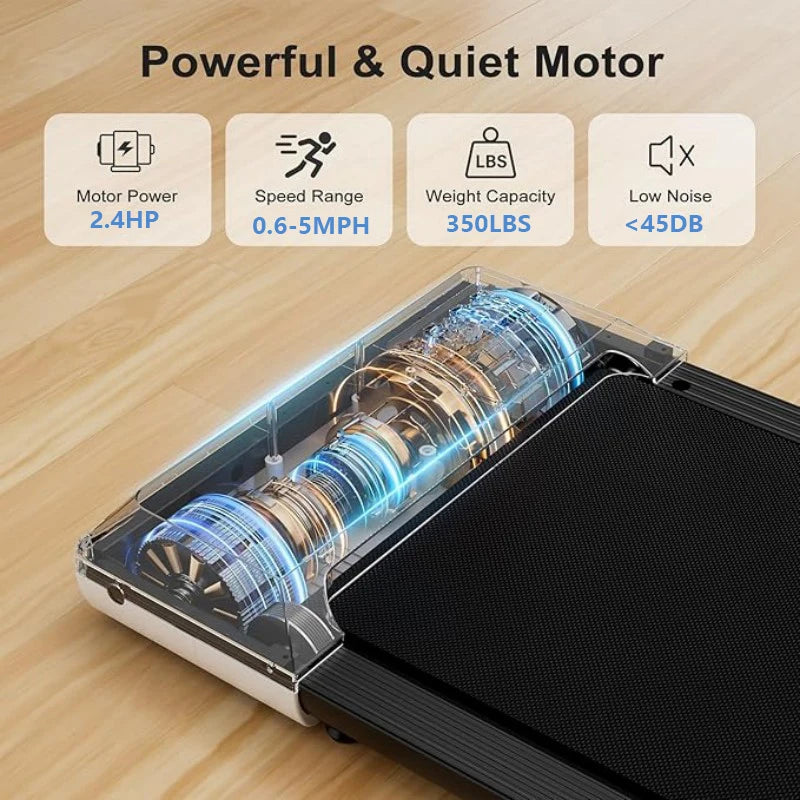 Under Desk Treadmill 39.3inch Walking Pad Treadmill 350lbs Capacity 2.4HP Portable Treadmills for Home Compact Treadmill Mini