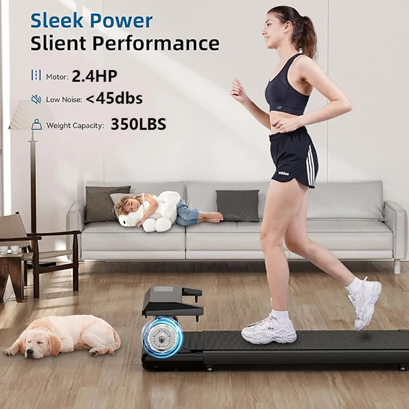 Under Desk Treadmill 39.3inch Walking Pad Treadmill 350lbs Capacity 2.4HP Portable Treadmills for Home Compact Treadmill Mini