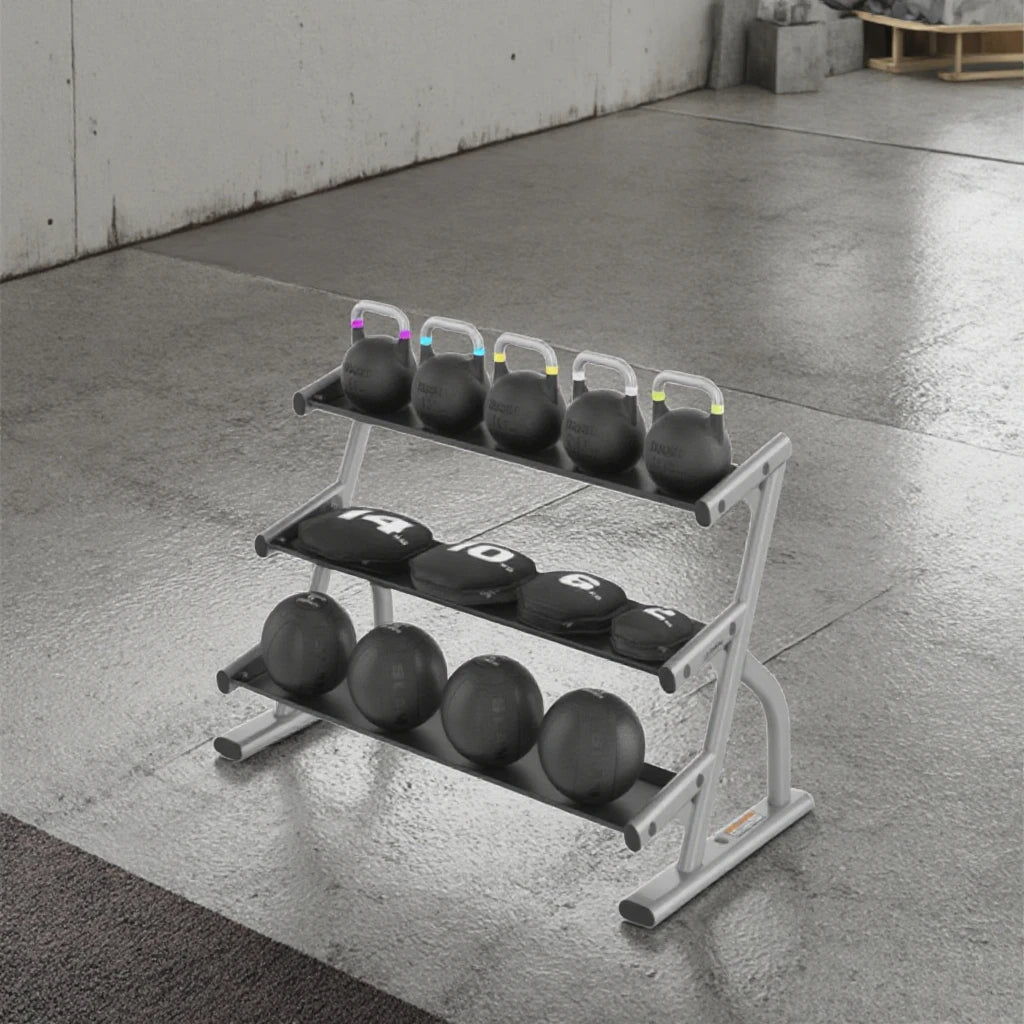 QLK Gym Machines Three Tier Long Saddle Dumbbell Rack Fitness Strength Training