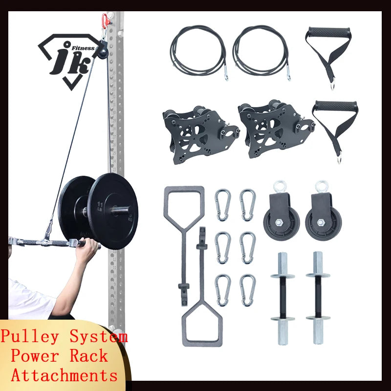 Pulley System Power Rack Attachments Smith Machine for Gym Home Cable Crossover Bench Press Deep Squat for 1"/ 2" Barbell