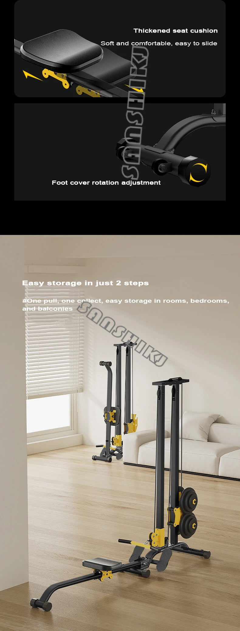 Rowing machine fitness equipment, exercise high pull stand dumbbell multifunctional integrated training device, smith machine