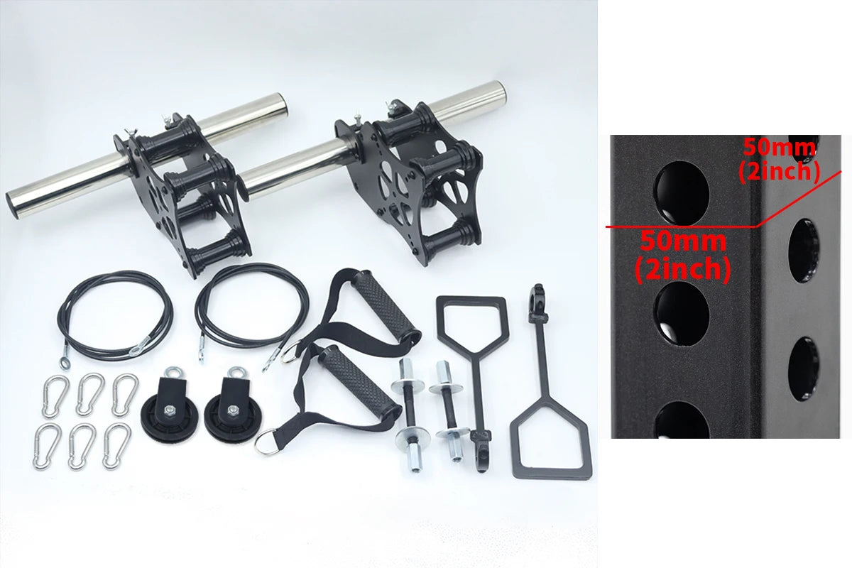 Pulley System Power Rack Attachments Smith Machine for Gym Home Cable Crossover Bench Press Deep Squat for 1"/ 2" Barbell