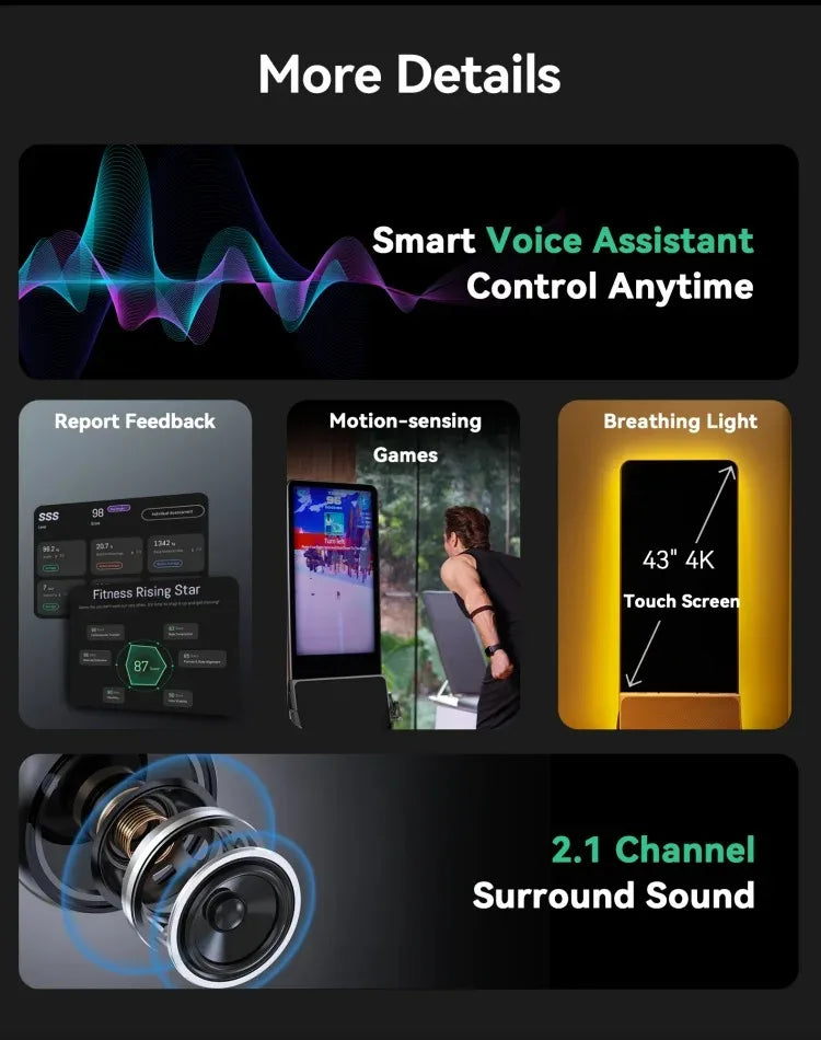 Multifunctional Folding Home Fitness Mirror, AI Real-time Data Monitoring, Precise Correction of Movements, Scientific Exercise