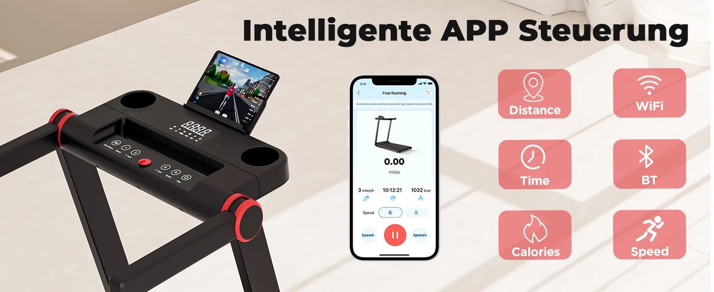 3.5 HP Treadmill for Home with Incline Folding Treadmills Quiet Foldable Running Machine with APP