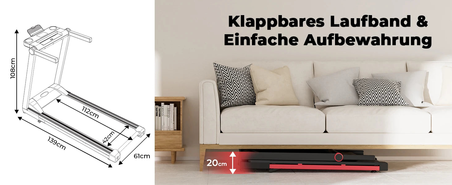 3.5 HP Treadmill for Home with Incline Folding Treadmills Quiet Foldable Running Machine with APP