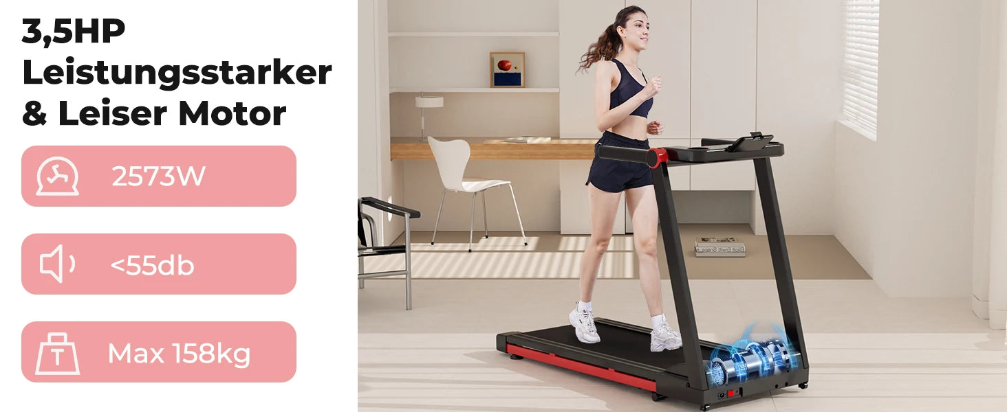 3.5 HP Treadmill for Home with Incline Folding Treadmills Quiet Foldable Running Machine with APP