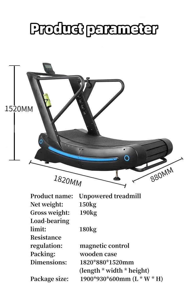 SK Fitness Gym Equipment Unpowered Air Runner Curved Treadmill Machine Unplugged Manual Treadmill For Compact Gym Setup