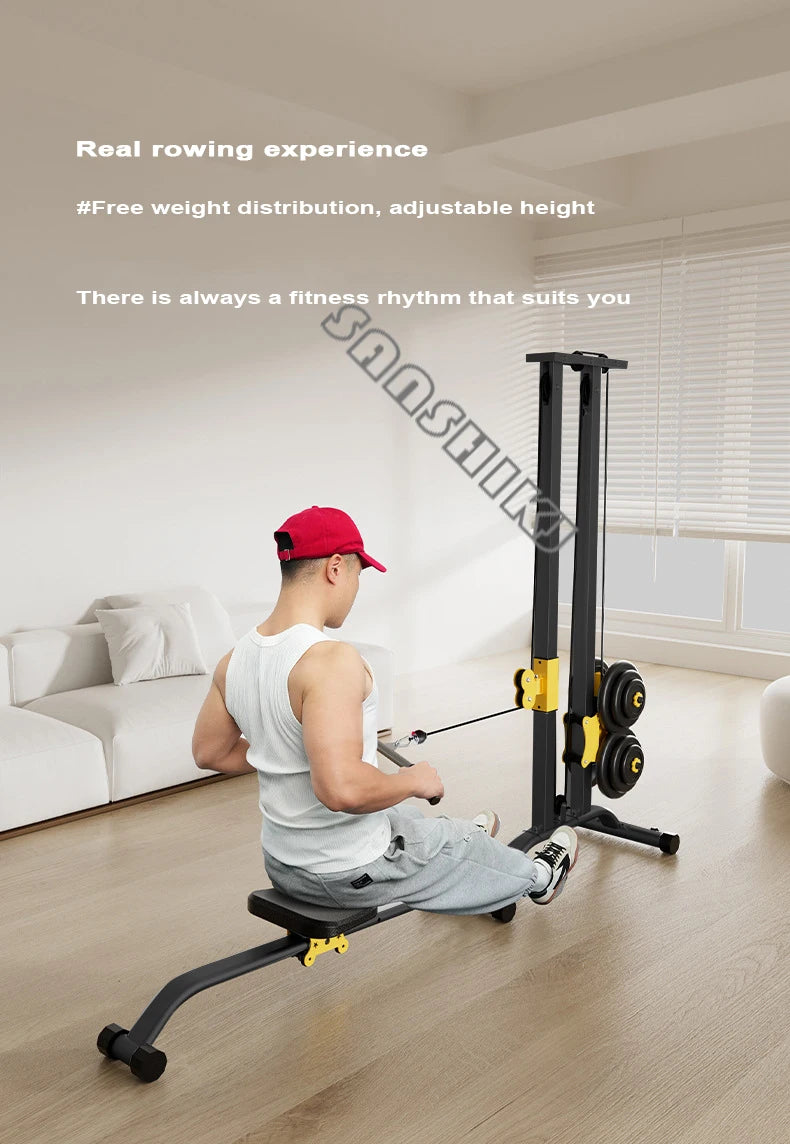Rowing machine fitness equipment, exercise high pull stand dumbbell multifunctional integrated training device, smith machine
