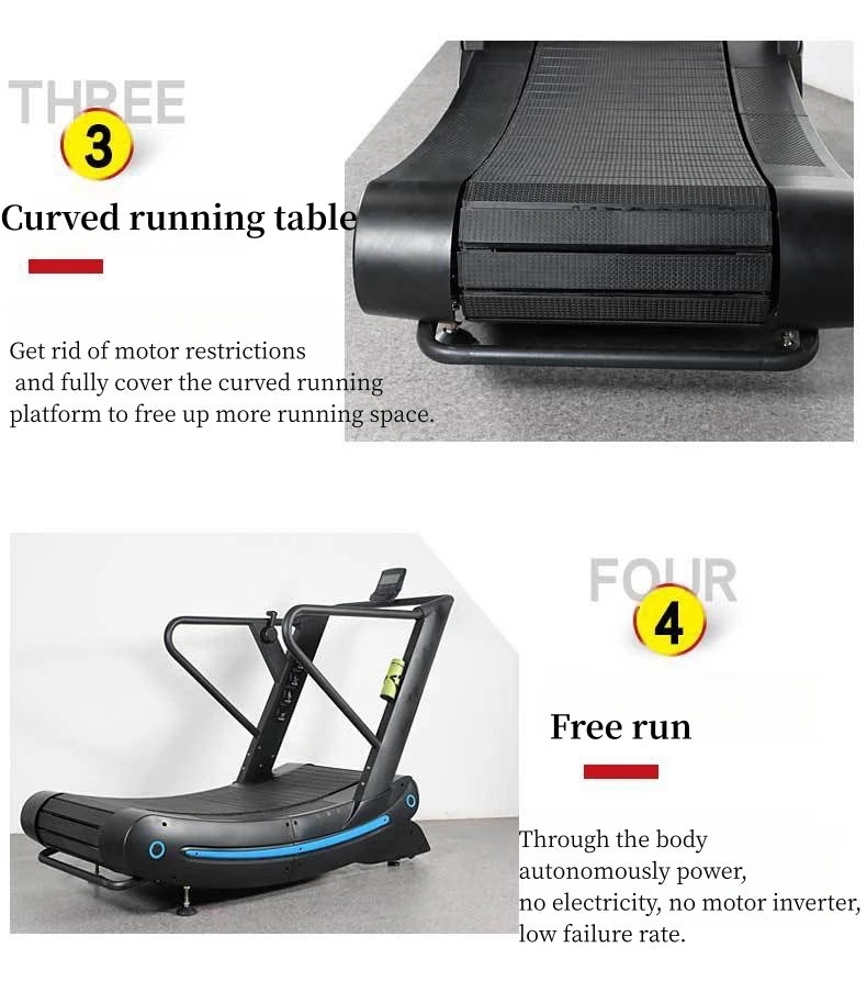 SK Fitness Gym Equipment Unpowered Air Runner Curved Treadmill Machine Unplugged Manual Treadmill For Compact Gym Setup